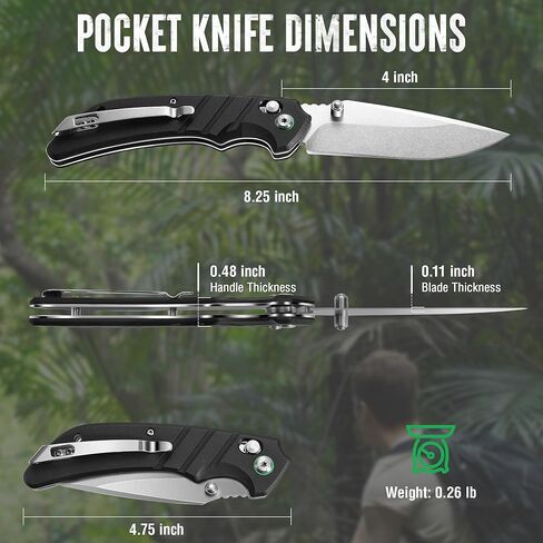 سكين جيب قابل للطي من Mossy Oak، سكين EDC بشفرة من الفولاذ المقاوم للصدأ مقاس 4 بوصات، مقبض G10 مع قفل محور ومشبك جيب، سكين بقاء تكتيكي صغير للمشي لمسافات طويلة والصيد والهدايا الخارجية للرجال والنساء in Saudi Arabia