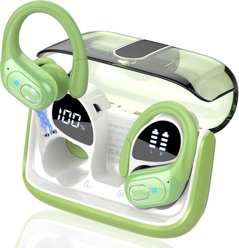 سماعة رأس بلوتوث 5.4 رياضية مع خطافات للأذن، إلغاء الضوضاء ENC، سماعة أذن مقاومة للماء IPX7، رمادي حديدي in Kuwait