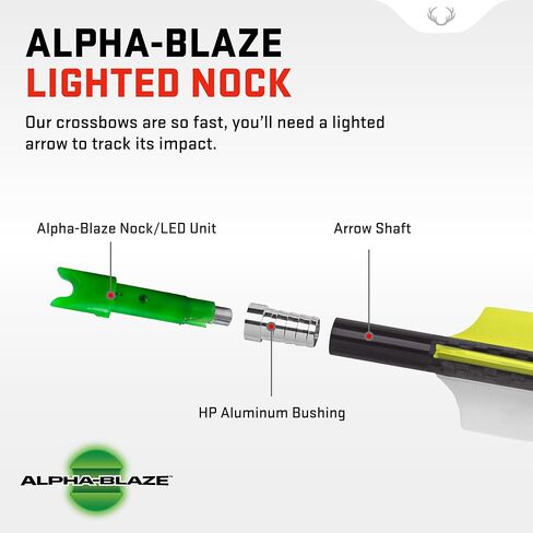 قوس متقاطع مضيء من TenPoint Alpha-Blaze، أخضر - عبوة من 3 قطع - تناسب جميع سهام Wicked Ridge مع بطانة HP الألومنيوم in Saudi Arabia