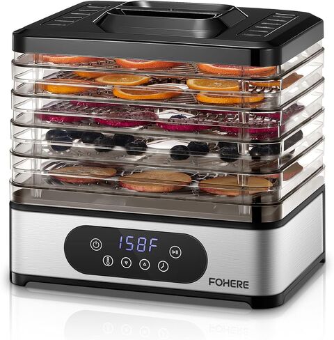 FOHERE Food Dehydrator, 5 BPA-Free Tray Dehydrators for Food and Jerky, Fruit, Herbs, Meat, Dog Treats, 48H Timer and 95-158°F Temperature Control, 400W Dehydrator Machine, 11.42" Stackable Trays in Saudi Arabia