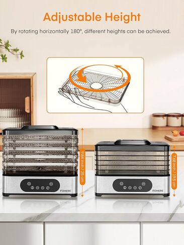 FOHERE Food Dehydrator, 5 BPA-Free Tray Dehydrators for Food and Jerky, Fruit, Herbs, Meat, Dog Treats, 48H Timer and 95-158°F Temperature Control, 400W Dehydrator Machine, 11.42" Stackable Trays in Saudi Arabia