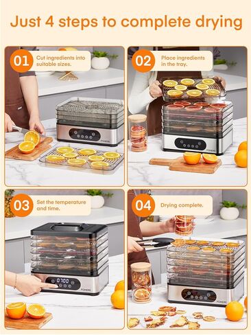 FOHERE Food Dehydrator, 5 BPA-Free Tray Dehydrators for Food and Jerky, Fruit, Herbs, Meat, Dog Treats, 48H Timer and 95-158°F Temperature Control, 400W Dehydrator Machine, 11.42" Stackable Trays in Saudi Arabia