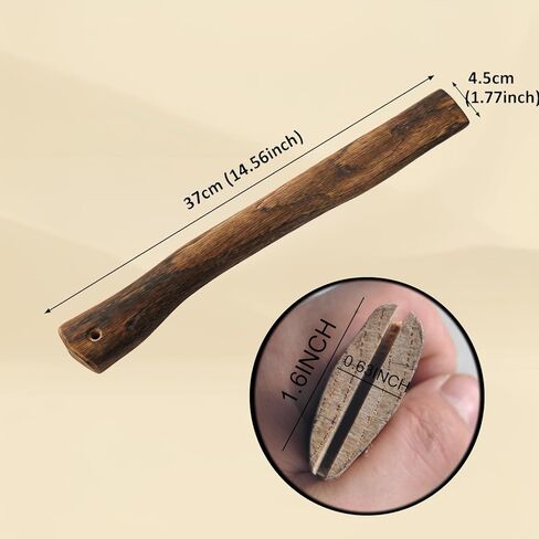 Hand-Forged Carbonized Axe Handle - 15/24 Inch Replacement Handle Wood & Steel Wedges to Revive Your Old Axe Includes Hemp & Leather Cords (14.57inch(37cm)) in Saudi Arabia