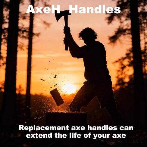 Hand-Forged Carbonized Axe Handle - 15/24 Inch Replacement Handle Wood & Steel Wedges to Revive Your Old Axe Includes Hemp & Leather Cords (14.57inch(37cm)) in Saudi Arabia