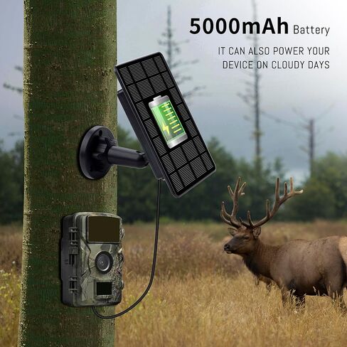 3W Trail Camera Solar Panel, with Build-in 5000mAh Rechargeable Lithium Battery Solar Battery Charger Kit for Hunting Game Cameras or Deer Feeder Accessory, 12V/1A 6V/2A IP65 Waterproof Solar Panel in Saudi Arabia