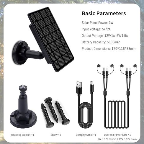 3W Trail Camera Solar Panel, with Build-in 5000mAh Rechargeable Lithium Battery Solar Battery Charger Kit for Hunting Game Cameras or Deer Feeder Accessory, 12V/1A 6V/2A IP65 Waterproof Solar Panel in Saudi Arabia