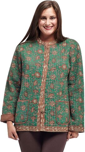 LA CERA Women's Quilted Floral Cotton Jacket – Button-Down with Pockets, Plus & Petite Sizes in Saudi Arabia