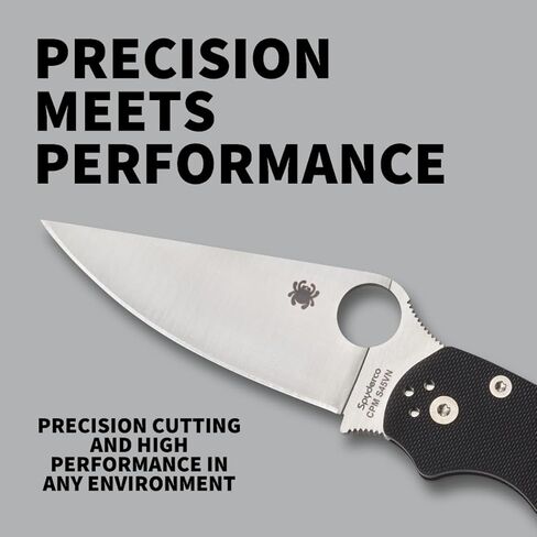 Spyderco Para Military 2 Folding Pocket Knife with 3.4" CPM S45VN Steel Blade and G-10 Handle - EDC Knife for Men and Women, Perfect for Hunting, Tactical, Camping, Survival - PlainEdge - C81GPBK2 in Saudi Arabia