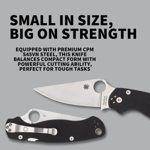 Spyderco Para Military 2 Folding Pocket Knife with 3.4" CPM S45VN Steel Blade and G-10 Handle - EDC Knife for Men and Women, Perfect for Hunting, Tactical, Camping, Survival - PlainEdge - C81GPBK2 in Saudi Arabia