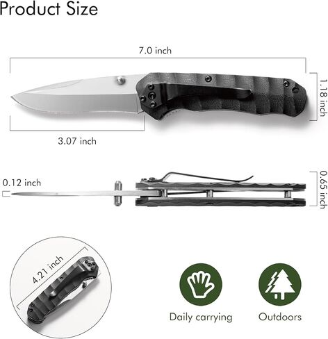 Pocket Knife Upgrade G10 Handle - Lightweight EDC, Folding Knives High Carbon Stainless Steel Blade, Camping Folding knives with Liner Lock for Fishing, Hunting, and Hiking in Saudi Arabia