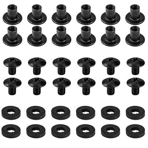 براغي شيكاغو السوداء، 12 مجموعة - لحافظات/مشابك المسدسات الجلدية وأغلفة السكاكين DIY Kydex، 1/4 بوصة، تتضمن رؤوس تروس فيليبس + مثبتات مشقوقة مفتوحة + غسالات/فواصل مطاطية in Kuwait