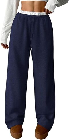 QJQ Girls Wide Leg Elastic High Waisted Pants Baggy Track Pants Sweatpants Trousers Casual Streetwear Ages 8-12 in Saudi Arabia