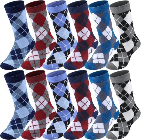 12 Pairs Boys Dress Socks Toddler Kid School Uniform Crew Dress Sock Stripes Design for 6-15 Years Boy Performance in Saudi Arabia