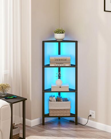 TUTOTAK 6-Tier Corner Bookshelf with LED Light,Corner Shelf for Small Space, Narrow Display Corner Shelf Stand with Storage Rack, for Living Room, Bedroom, Pure White V1BS05BW006L in Saudi Arabia