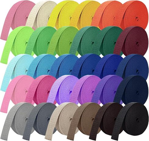 30 Rolls Nylon Webbing 1 Inch, 148 Yards Heavy Duty Strap for Backpack, Bag, Pet Collar, Lawn Chair, Climbing, DIY Crafts, 30 Colors in Kuwait