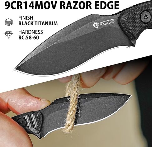 NedFoss Squirrel Small EDC Fixed Blade Knife, 2.97" Neck Knife with Sheath, Full Tang Vertical Horizontal Carry Knife with G10 Handle, Belt Clip, Outdoor Tactical Mini Kukri Knives, Father Day Gifts for Men Women in Kuwait