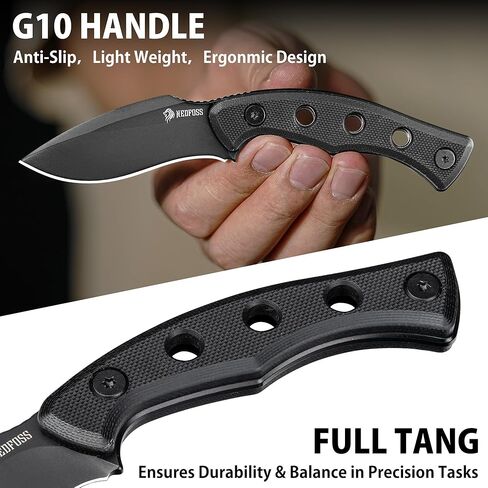 NedFoss Squirrel Small EDC Fixed Blade Knife, 2.97" Neck Knife with Sheath, Full Tang Vertical Horizontal Carry Knife with G10 Handle, Belt Clip, Outdoor Tactical Mini Kukri Knives, Father Day Gifts for Men Women in Kuwait