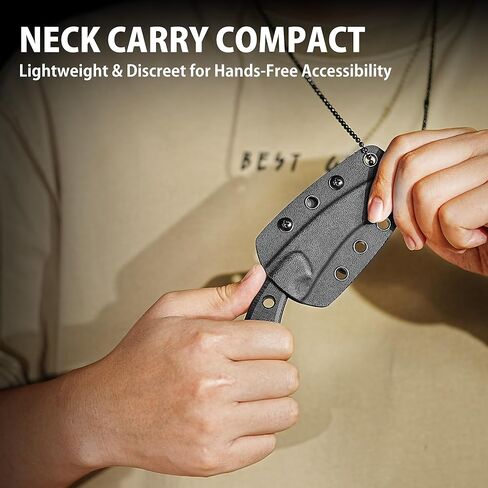 NedFoss Squirrel Small EDC Fixed Blade Knife, 2.97" Neck Knife with Sheath, Full Tang Vertical Horizontal Carry Knife with G10 Handle, Belt Clip, Outdoor Tactical Mini Kukri Knives, Father Day Gifts for Men Women in Kuwait