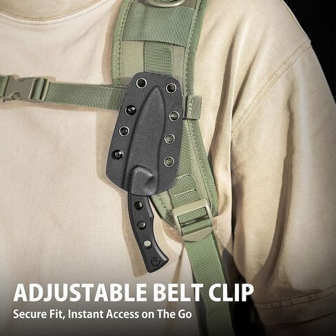 NedFoss Squirrel Small EDC Fixed Blade Knife, 2.97" Neck Knife with Sheath, Full Tang Vertical Horizontal Carry Knife with G10 Handle, Belt Clip, Outdoor Tactical Mini Kukri Knives, Father Day Gifts for Men Women in Kuwait