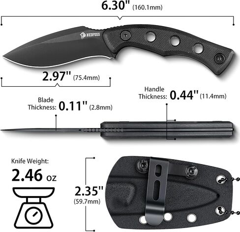 NedFoss Squirrel Small EDC Fixed Blade Knife, 2.97" Neck Knife with Sheath, Full Tang Vertical Horizontal Carry Knife with G10 Handle, Belt Clip, Outdoor Tactical Mini Kukri Knives, Father Day Gifts for Men Women in Kuwait