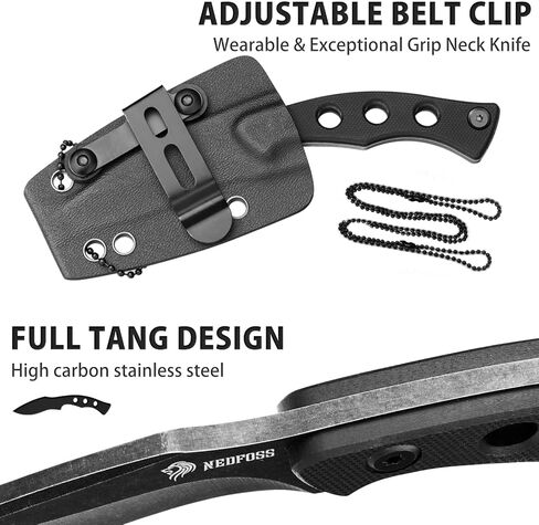 NedFoss Squirrel Small EDC Fixed Blade Knife, 2.97" Neck Knife with Sheath, Full Tang Vertical Horizontal Carry Knife with G10 Handle, Belt Clip, Outdoor Tactical Mini Kukri Knives, Father Day Gifts for Men Women in Kuwait