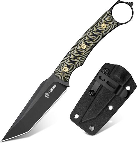 NedFoss PIONEER Small EDC Fixed Blade Knife - 3.4" Full Tang 14C28N Steel Tanto Blade, G10 Handle w/Kydex Sheath, Horizontal Carry for Camping & Tactical EDC Knife in Saudi Arabia