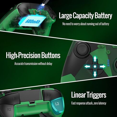 BETMI لوحدة تحكم Xbox اللاسلكية مع محول 2.4 جيجا هرتز/عصا التحكم بتأثير القاعة/مقبس صوت TRRS/Turbo/Marco/اهتزاز مزدوج، لوحة ألعاب متوافقة مع Xbox One، Xbox Series X/S، Xbox One X/S، الكمبيوتر الشخصي (أخضر مموه) in Kuwait