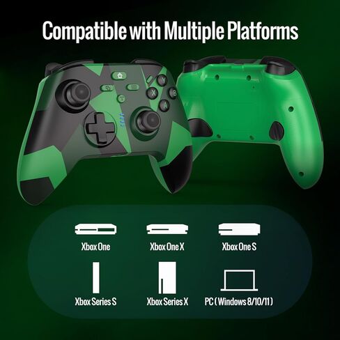 BETMI لوحدة تحكم Xbox اللاسلكية مع محول 2.4 جيجا هرتز/عصا التحكم بتأثير القاعة/مقبس صوت TRRS/Turbo/Marco/اهتزاز مزدوج، لوحة ألعاب متوافقة مع Xbox One، Xbox Series X/S، Xbox One X/S، الكمبيوتر الشخصي (أخضر مموه) in Kuwait