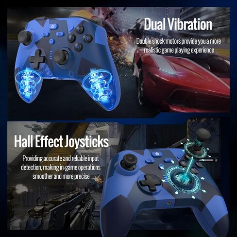 BETMI لوحدة تحكم Xbox اللاسلكية مع محول 2.4 جيجا هرتز/عصا التحكم بتأثير القاعة/مقبس صوت TRRS/Turbo/Marco/اهتزاز مزدوج، لوحة ألعاب متوافقة مع Xbox One، Xbox Series X/S، Xbox One X/S، الكمبيوتر الشخصي (أزرق مموه) in Kuwait