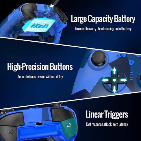 BETMI لوحدة تحكم Xbox اللاسلكية مع محول 2.4 جيجا هرتز/عصا التحكم بتأثير القاعة/مقبس صوت TRRS/Turbo/Marco/اهتزاز مزدوج، لوحة ألعاب متوافقة مع Xbox One، Xbox Series X/S، Xbox One X/S، الكمبيوتر الشخصي (أزرق مموه) in Kuwait