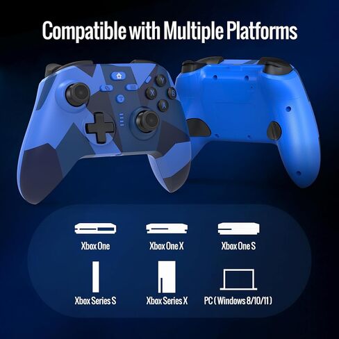 BETMI لوحدة تحكم Xbox اللاسلكية مع محول 2.4 جيجا هرتز/عصا التحكم بتأثير القاعة/مقبس صوت TRRS/Turbo/Marco/اهتزاز مزدوج، لوحة ألعاب متوافقة مع Xbox One، Xbox Series X/S، Xbox One X/S، الكمبيوتر الشخصي (أزرق مموه) in Kuwait