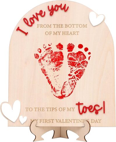 لوحة خشبية لبصمة قدم عيد الحب الأولى - زخرفة خشبية تكشف عن الجنس، حرفة خشبية لبصمة القدم، علامة بارزة من الخشب الصغير لعيد الحب، لافتات إعلان الولادة في المستشفى، دعامة للصور in Kuwait
