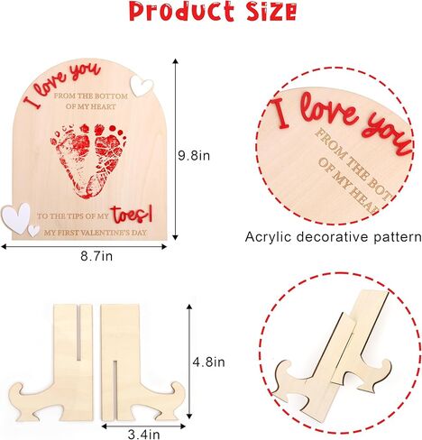 لوحة خشبية لبصمة قدم عيد الحب الأولى - زخرفة خشبية تكشف عن الجنس، حرفة خشبية لبصمة القدم، علامة بارزة من الخشب الصغير لعيد الحب، لافتات إعلان الولادة في المستشفى، دعامة للصور in Kuwait
