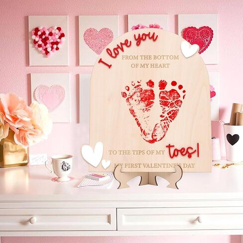 لوحة خشبية لبصمة قدم عيد الحب الأولى - زخرفة خشبية تكشف عن الجنس، حرفة خشبية لبصمة القدم، علامة بارزة من الخشب الصغير لعيد الحب، لافتات إعلان الولادة في المستشفى، دعامة للصور in Kuwait