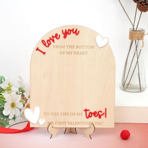 لوحة خشبية لبصمة قدم عيد الحب الأولى - زخرفة خشبية تكشف عن الجنس، حرفة خشبية لبصمة القدم، علامة بارزة من الخشب الصغير لعيد الحب، لافتات إعلان الولادة في المستشفى، دعامة للصور in Kuwait