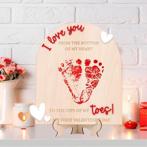 لوحة خشبية لبصمة قدم عيد الحب الأولى - زخرفة خشبية تكشف عن الجنس، حرفة خشبية لبصمة القدم، علامة بارزة من الخشب الصغير لعيد الحب، لافتات إعلان الولادة في المستشفى، دعامة للصور in Kuwait
