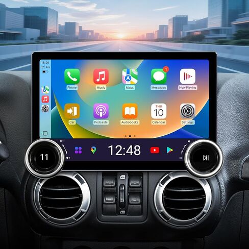 راديو ستيريو للسيارة بشاشة لمس 7 بوصات لسيارة جيب رانجلر دودج كرايسلر 2008-2020 لاسلكي CarPlay Android Auto GPS طقم تثبيت بديل (2 جيجابايت + 64 جيجابايت) in Kuwait