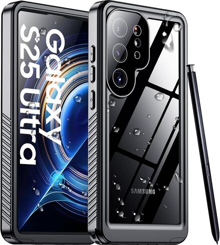 Temdan Designed for Samsung Galaxy S25 Ultra Case Waterproof, Built-in Lens & Screen Protector Military Grade Shockproof Dropproof IP68 Underwater Full Body Phone Case for Galaxy S25 Ultra 6.9"-Black in Saudi Arabia
