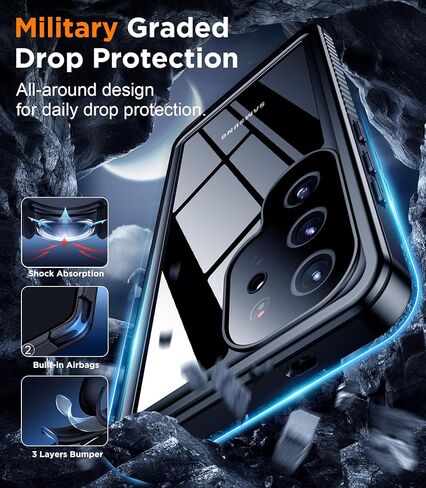 Temdan Designed for Samsung Galaxy S25 Ultra Case Waterproof, Built-in Lens & Screen Protector Military Grade Shockproof Dropproof IP68 Underwater Full Body Phone Case for Galaxy S25 Ultra 6.9"-Black in Saudi Arabia