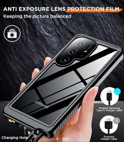 Temdan Designed for Samsung Galaxy S25 Ultra Case Waterproof, Built-in Lens & Screen Protector Military Grade Shockproof Dropproof IP68 Underwater Full Body Phone Case for Galaxy S25 Ultra 6.9"-Black in Saudi Arabia