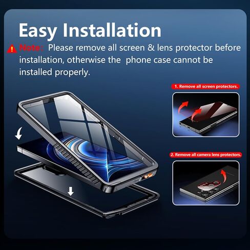 Temdan Designed for Samsung Galaxy S25 Ultra Case Waterproof, Built-in Lens & Screen Protector Military Grade Shockproof Dropproof IP68 Underwater Full Body Phone Case for Galaxy S25 Ultra 6.9"-Black in Saudi Arabia