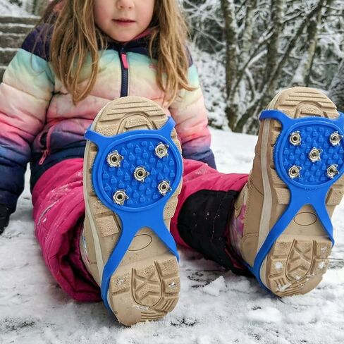 1-Pack 5-Tooth Ice Cleats for Shoes and Boots, Heavy-Duty Manganese Steel Microspikes for Hiking, Non-Slip Crampons for Snow Ice, Traction Spikes for Outdoor Camping Skiing Mountaineering in Saudi Arabia