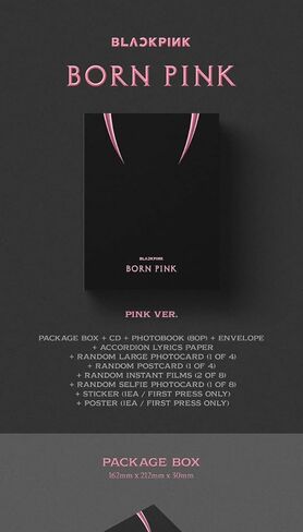 BLACKPINK BORN PINK 2nd Album BOX SET Version CD+Photobook+Accordion Lyrics Paper+Large Photocard+Postcard+Instant Film+Selfie Photocard+Tracking (PINK Version) in Saudi Arabia