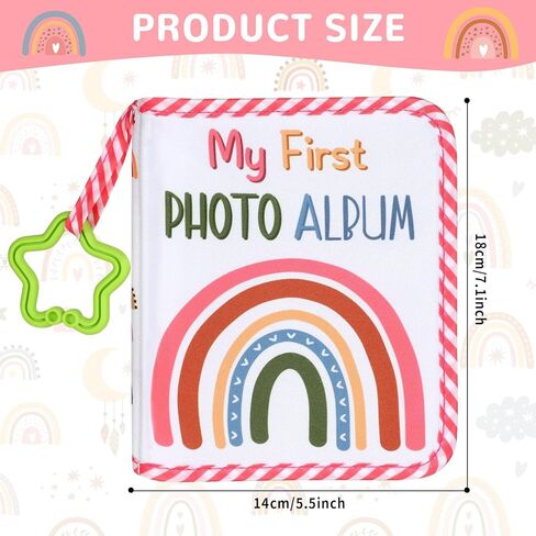 ألبوم Baby's My First Family، كتاب قماشي ناعم للصور، كتاب Boho Rainbow My First Book of الصور، ألبوم ذاكرة الطفل، هدية تحمل صور مقاس 4×6 للأطفال حديثي الولادة والأطفال الصغار وحفلات استقبال المولود الجديد in Kuwait