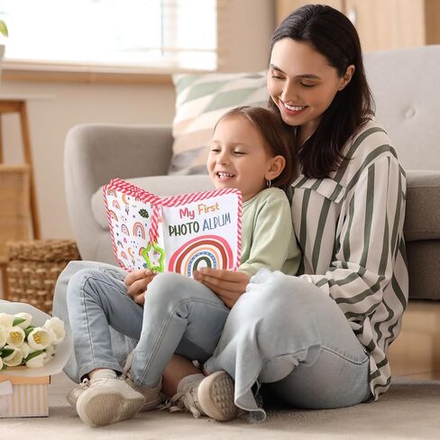 ألبوم Baby's My First Family، كتاب قماشي ناعم للصور، كتاب Boho Rainbow My First Book of الصور، ألبوم ذاكرة الطفل، هدية تحمل صور مقاس 4×6 للأطفال حديثي الولادة والأطفال الصغار وحفلات استقبال المولود الجديد in Kuwait