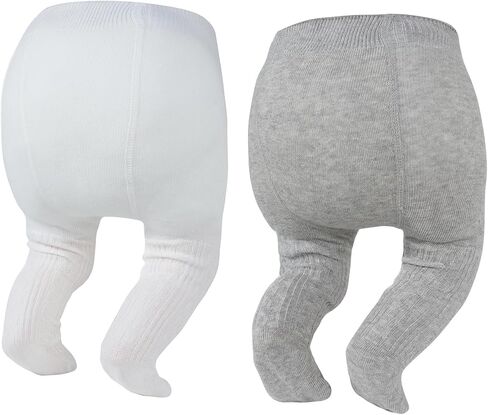 Zando 2Pack Baby Girls Tights Infant Cable Knit Tights Winter Cotton Warm Full-Footed Leggings Stockings Pantyhose 0-12M in Saudi Arabia