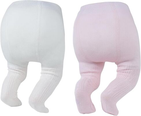 Zando 2Pack Baby Girls Tights Infant Cable Knit Tights Winter Cotton Warm Full-Footed Leggings Stockings Pantyhose 0-12M in Saudi Arabia