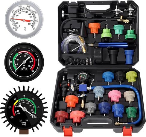 31PCS Coolant Pressure Tester Kit,Radiator Pressure Tester and Vacuum Refill Kit for Automotive Cooling System Water Tank Leakage Detection in Saudi Arabia
