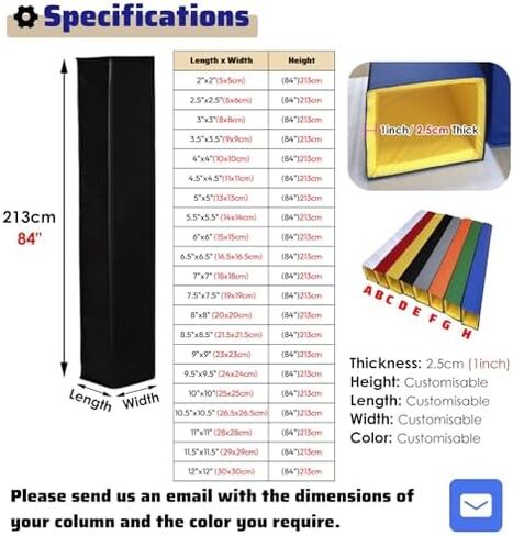 Heavy Duty Pole Padding - 7ft Square Column Protector, Self-Adhesive, Weather-Resistant Cushion Wrap for Gym & Garage, Fits 3x3 to 8x8 Poles, Ultimate Safety Solution in Saudi Arabia