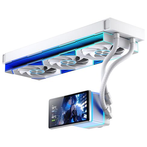 مبرد سائل Jungle Leopard PF 360 CPU Water AIO | شاشة مغناطيسية LCD مقاس 5.5 بوصة | مروحة ARGB Infinity Mirror 360 مم 2000 دورة في الدقيقة PWM | ضوضاء أقل ≥30DBA | لـ Intel LGA1851/1700/1200/115X AMD AM4/AM5-أبيض in Kuwait